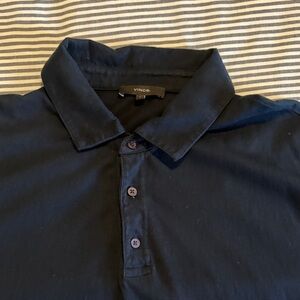 Vince men’s short sleeve polo. Dark Navy/black. Size L
